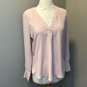 Ann Taylor blush pink blouse small NWT long sleeve v neck